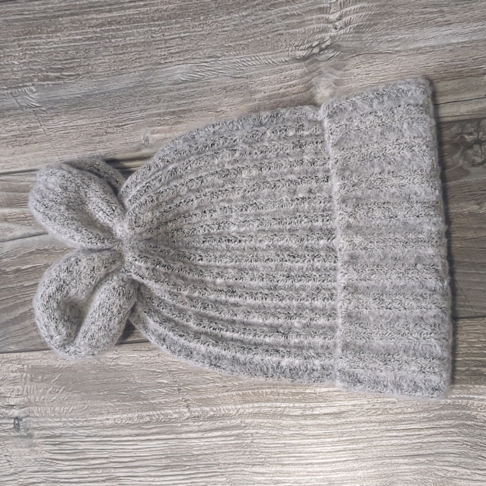 BCBGenration Rib Knit Bunny Ears Light Grey Beanie